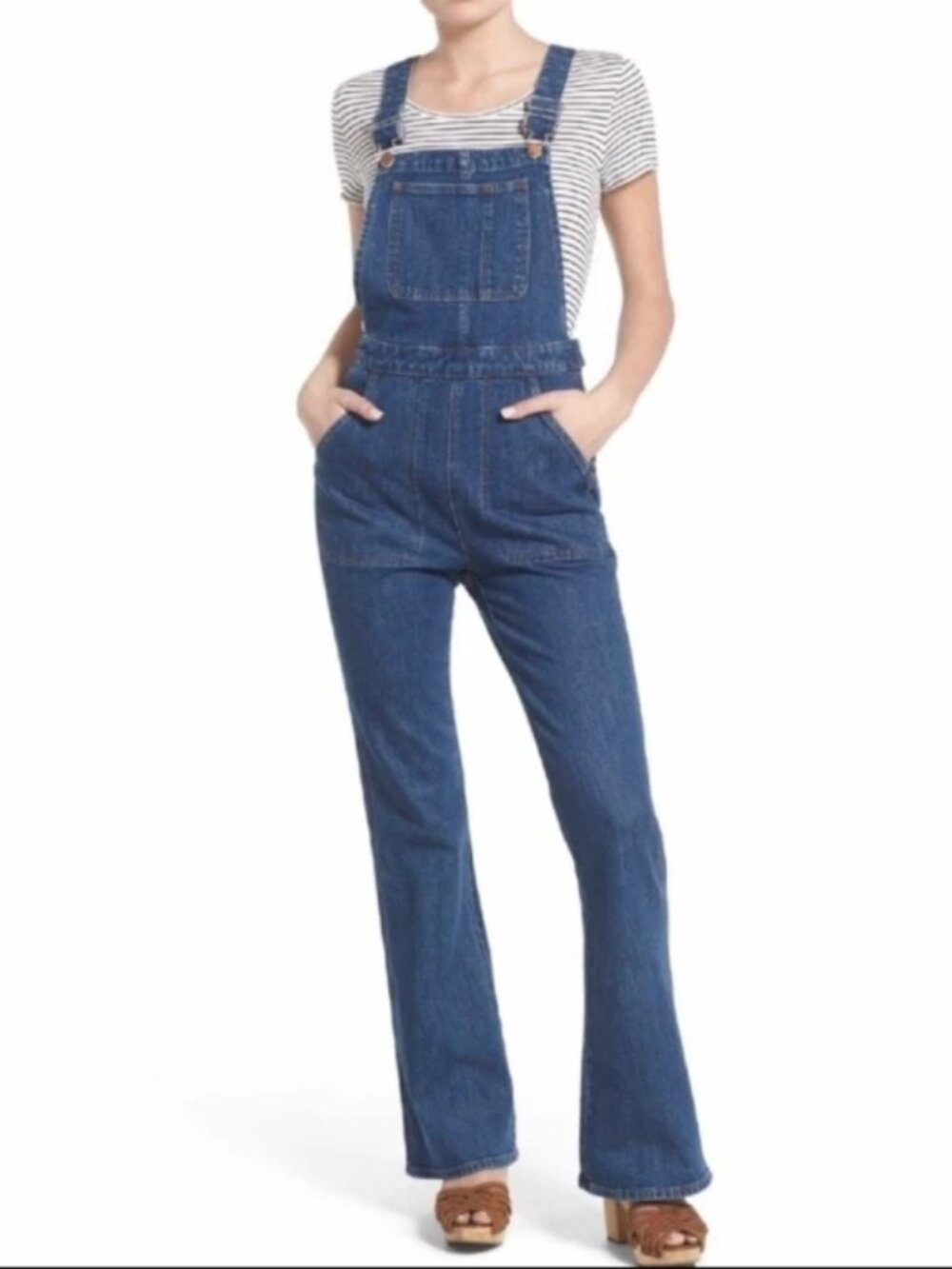 New Madewell High Waisted Flare Loose Flea Market Overalls 70s Retro Style XS /S